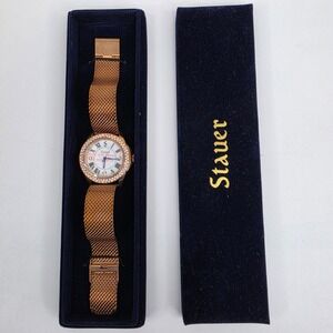 Stauer Rose Gold Tone Mesh Band‎ Watch Crystal Bezel Roman Numeral 30402 Japan